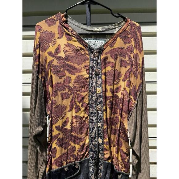 NOTHING MATCHES Size 1 - VTG Funky Patchwork  Shirt Top Long Sleeve Beautiful - Picture 5 of 7